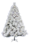 5' Prelit Atka Pine Flocked 500 Tip Christmas Tree Dia 41" with Metal Stand - Multi