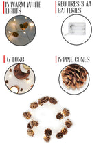 15 LED Pine Cone String Light Battery Operated - Warm White