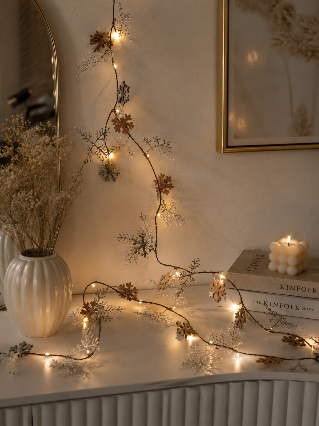 Glitter Snowflake Copper Fairy Lights 20 LED