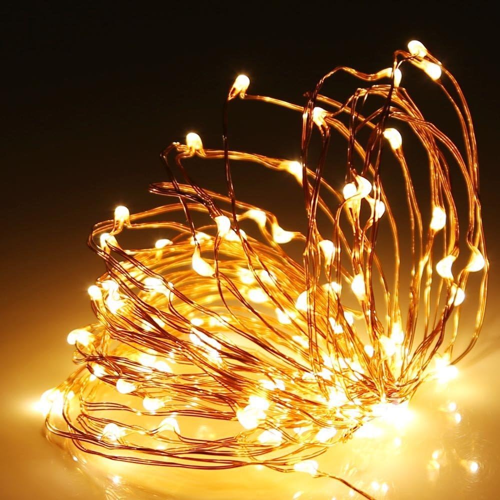 32ft 100 LED Microdot Wire Solar Fairy Light - Warm White