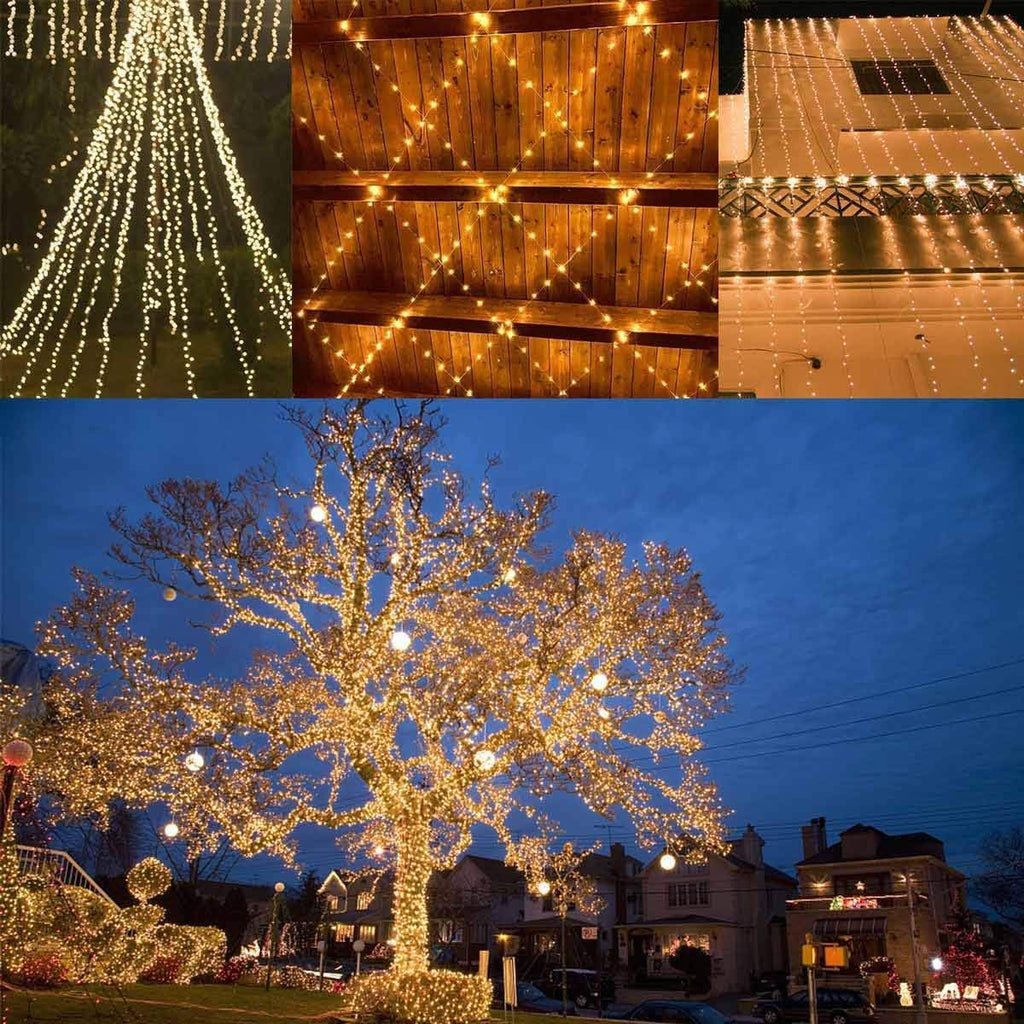 2-Pack Solar Powered 100 LED Copper Wire Fairy Light 32' Hung in trees