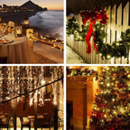 2-Pack Solar Powered 100 LED Copper Wire Fairy Light 32' used on Christmas tree, garland and outside.