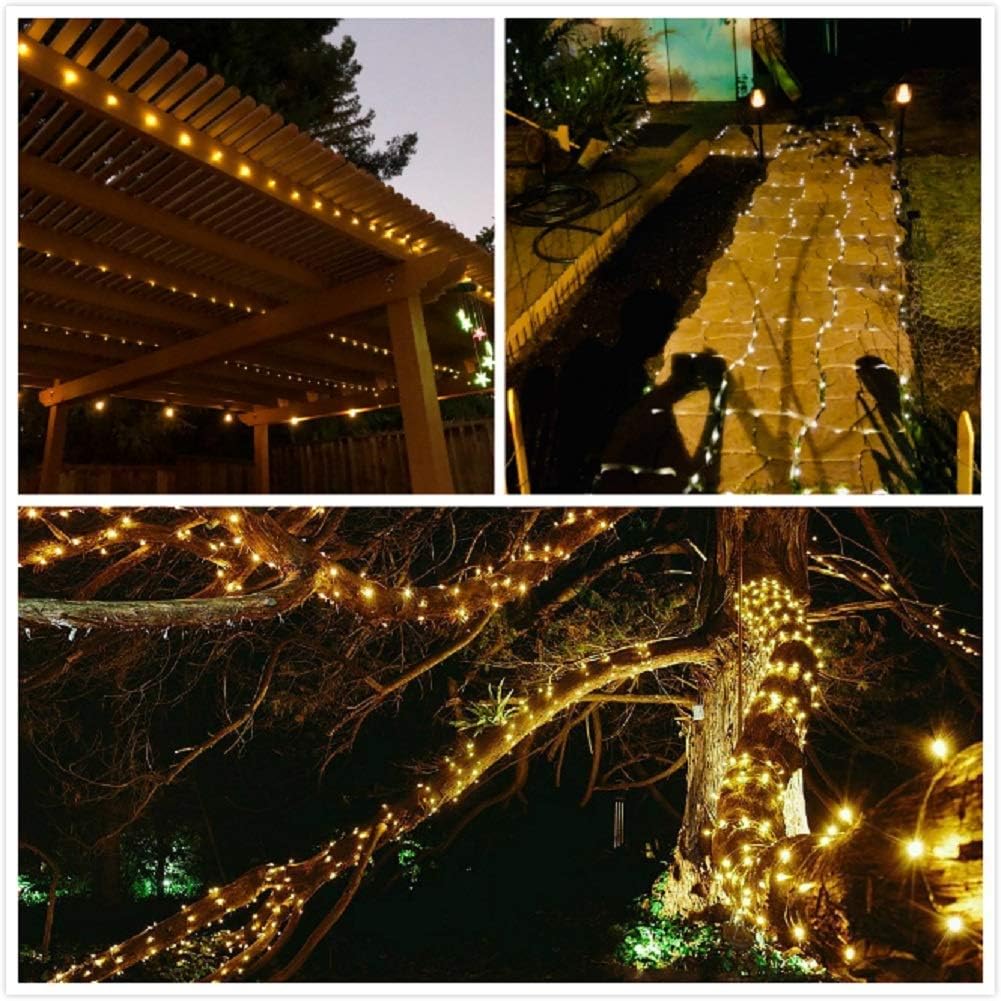 2-Pack Solar Powered 100 LED Copper Wire Fairy Light 32' on patio and deck