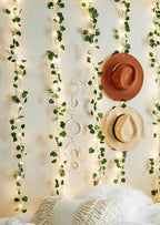 66LED Ivy Leaf Curtain String Lights 3ft x 5ft Battery Operated Warm White