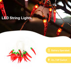 20 LED Battery Operated String Lights with Chili Pepper - Warm White
