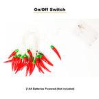 20 LED Battery Operated String Lights with Chili Pepper - Warm White
