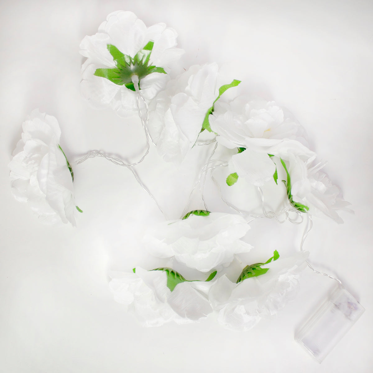 8 LED String Light Battery Operated with White flower - Warm White