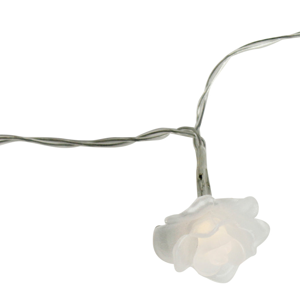 20 LED Lights Battery Operated with PVC Clear Rose - Warm White