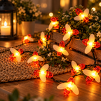 20 LED Battery Operated String Lights with Bees - Warm White (Style 2)