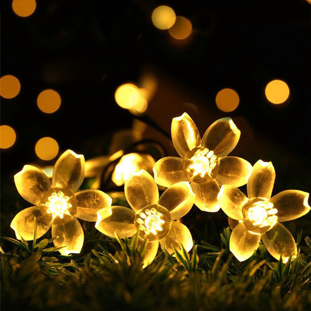 20 LED 5MM LIGHTS WITH CHERRY BLOSSOM FLOWERS, 12"LEAD, 6" SPACING.REQUIRED 3 AA BATTERY BOX