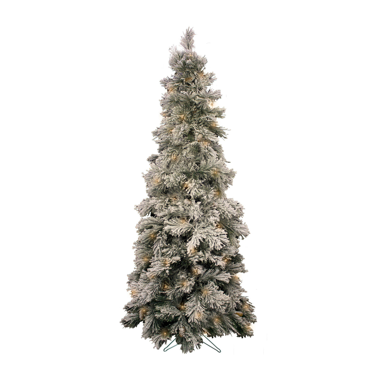 7' Pre-Lit Slim Heavy Snow Flocked Alberta Tree with Metal Stand, Dia 31.5", 213 tips, 280 Led Light