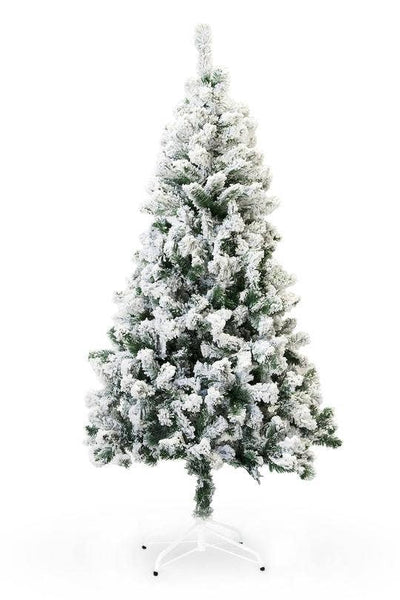 6.5' Slim Snow Flocked Utica Christmas Tree with Metal Stand