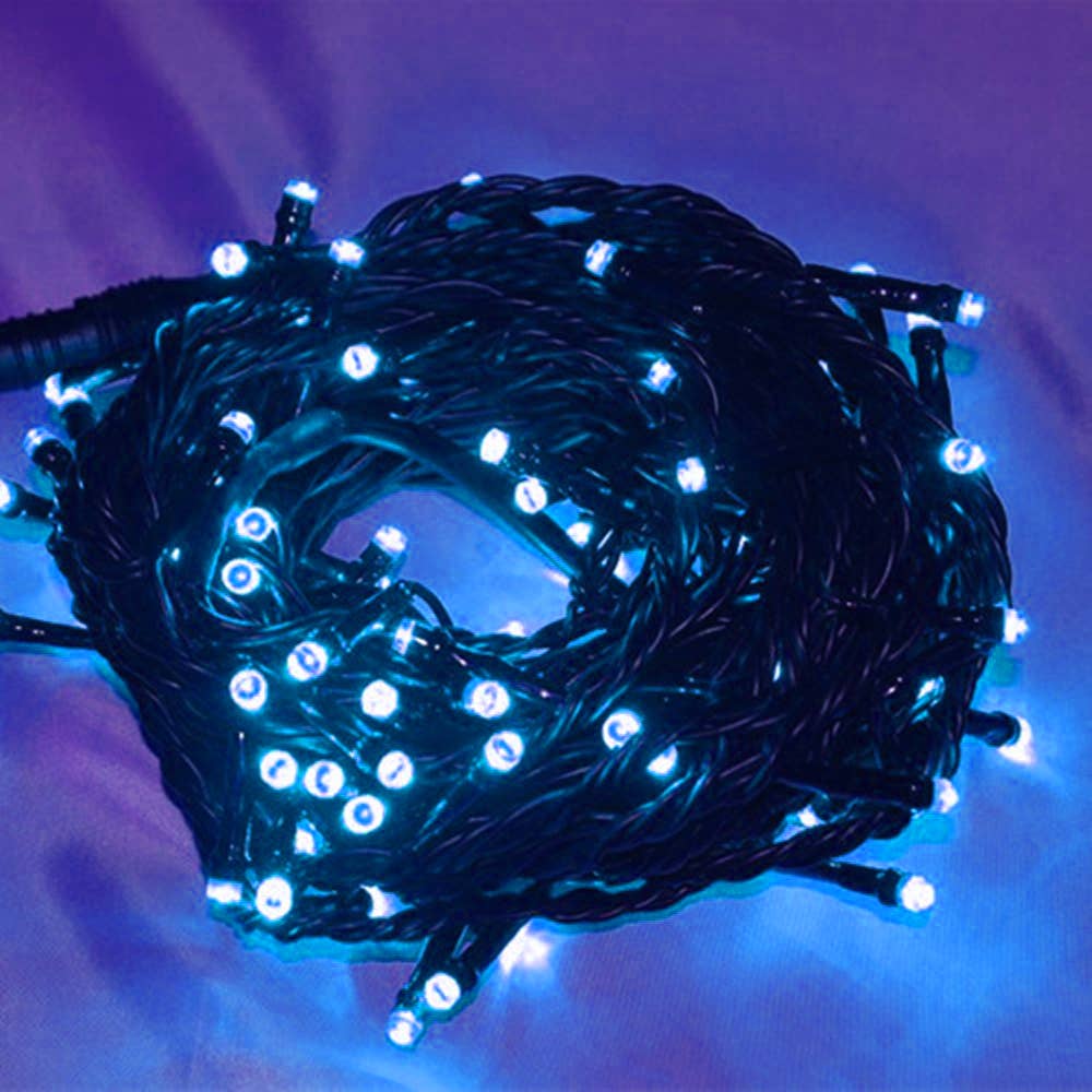 100 LED Green Wire String Light with connector - Blue