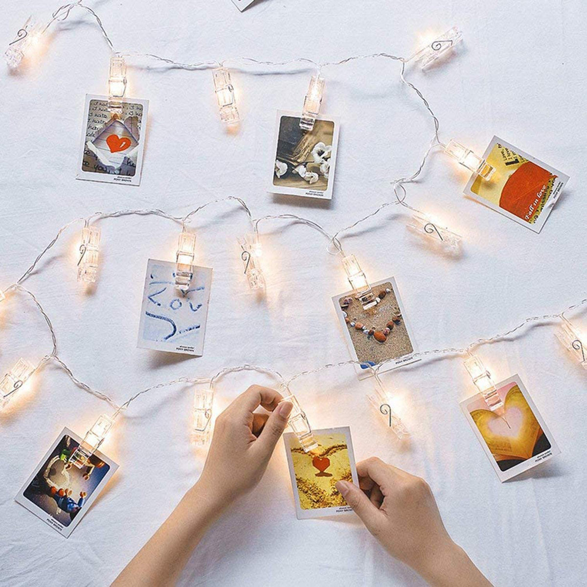 20 LED Large Photo Clip Clear Cable Lights - Plug in