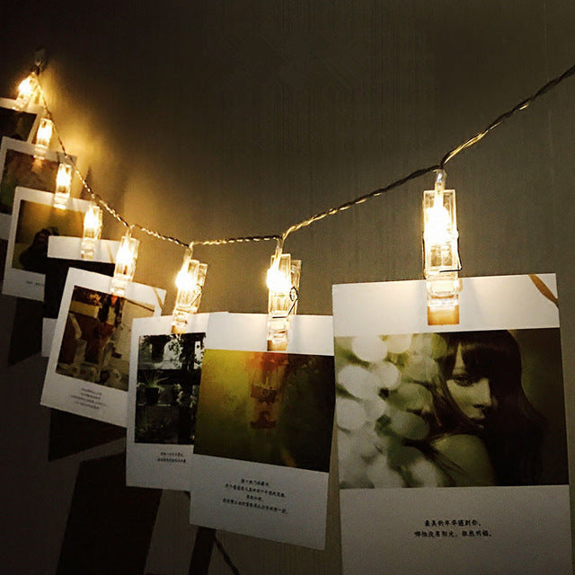 20 LED Large Photo Clip Clear Cable Lights - Plug in
