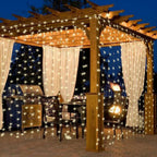 300 LED Curtain String Lights with Remote - Warm White