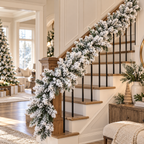 9' Heavy Snow Flocked Alpine Garland
