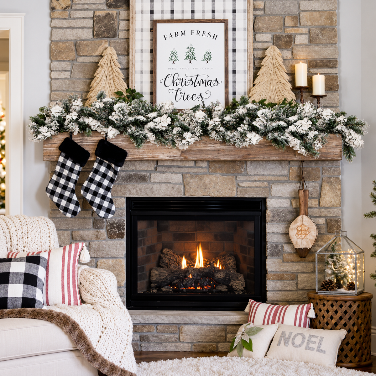 9' Heavy Snow Flocked Alpine Garland