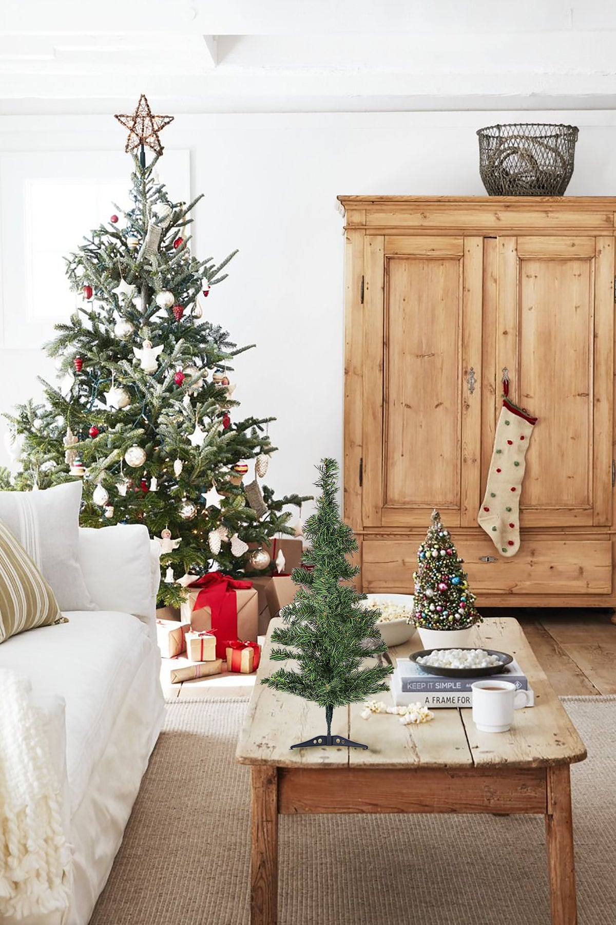2' Green Tabletop Tree Set with Stands, Set of 2