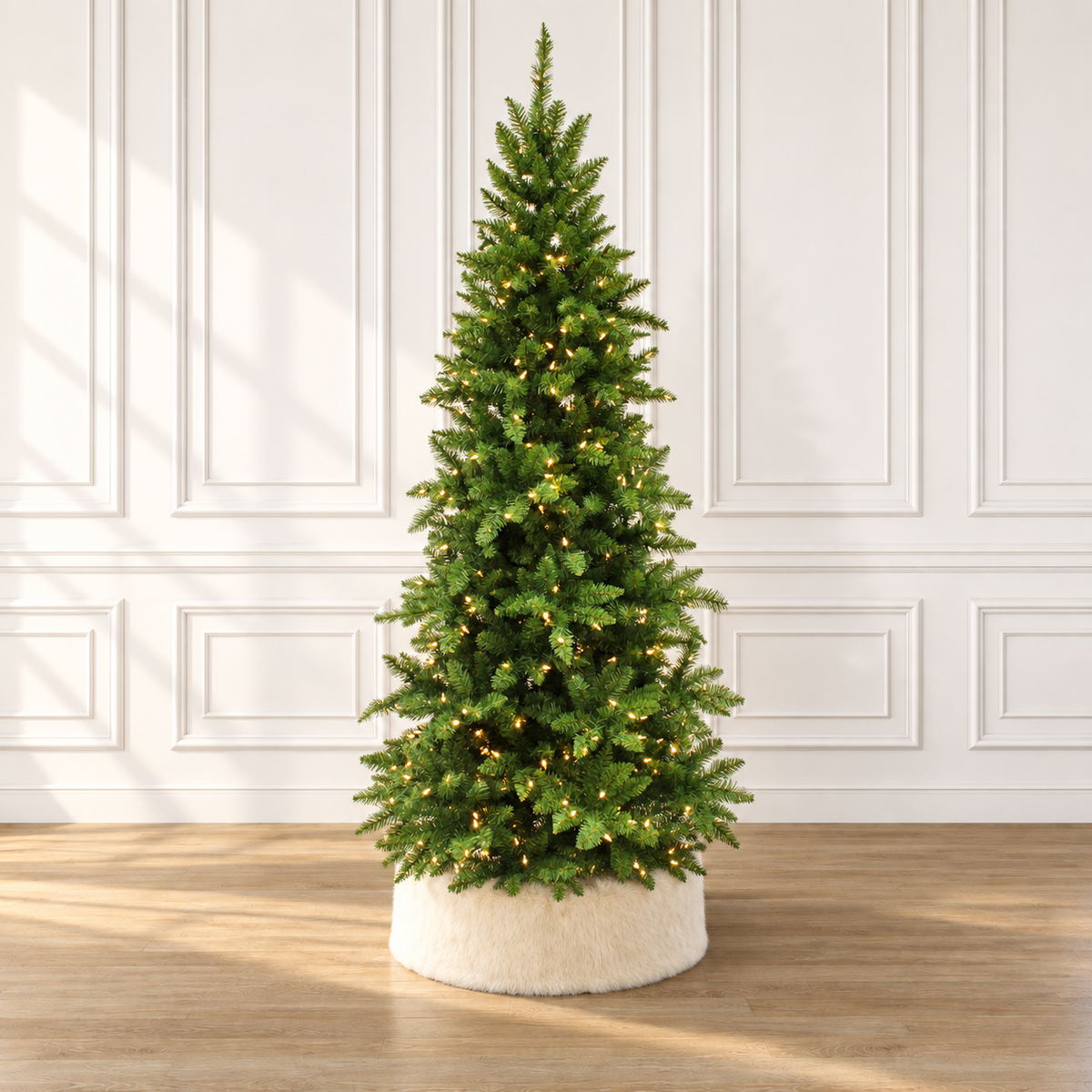 Prelit Slim Pencil Spruce Christmas Tree with Warm White Lights