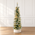 Prelit Flocked Pencil Tree