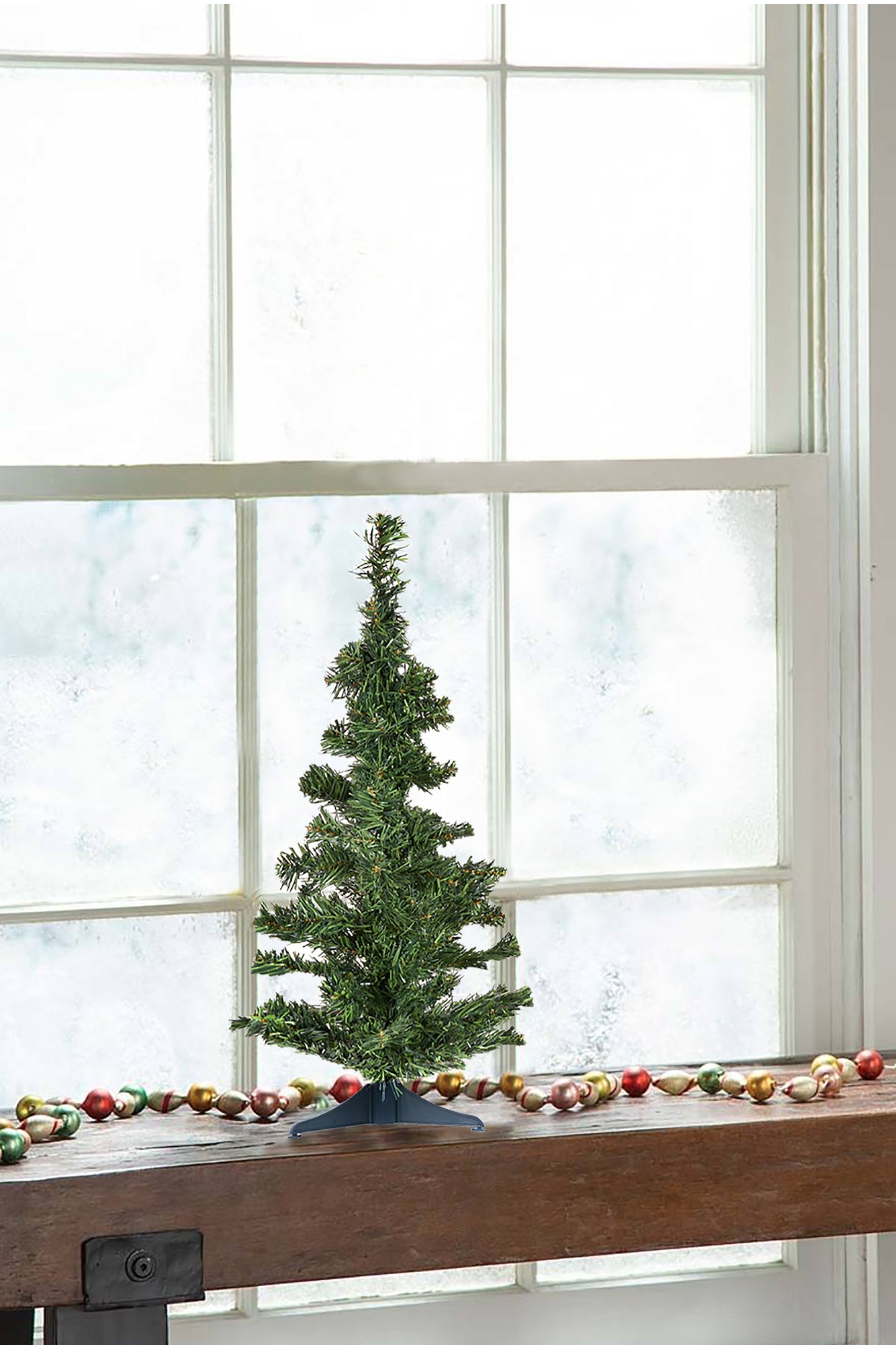 2' Green Tabletop Tree Set with Stands, Set of 2