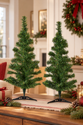 2' Green Tabletop Tree Set with Stands, Set of 2
