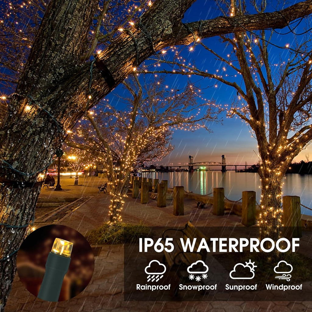 400 LED Solar Power Indoor Outdoor Waterproof String Lights Flashing Mode Green Wire - Long Hours - Warm White
