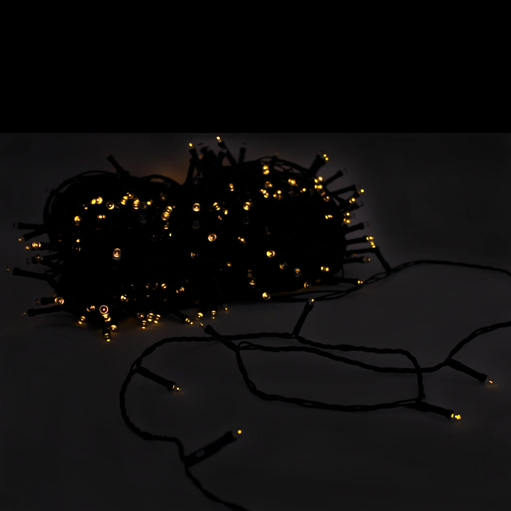 400 LED Solar Power Indoor Outdoor Waterproof String Lights Flashing Mode Green Wire - Long Hours - Warm White