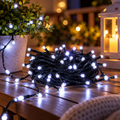 100 LED Green Wire String Light with connector - White