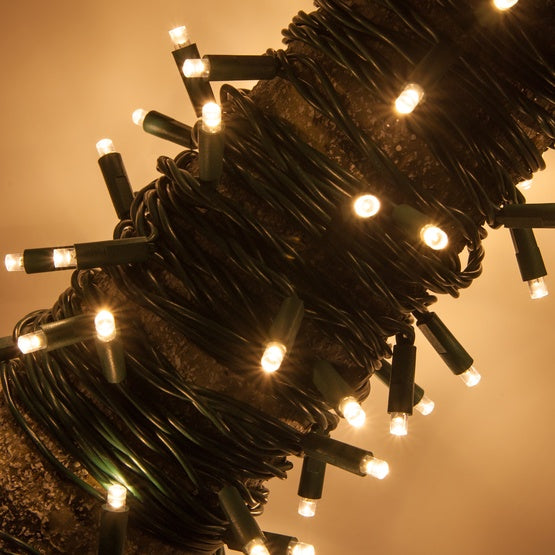 100 LED String Lights Waterproof Outdoor Flashing - Warm White
