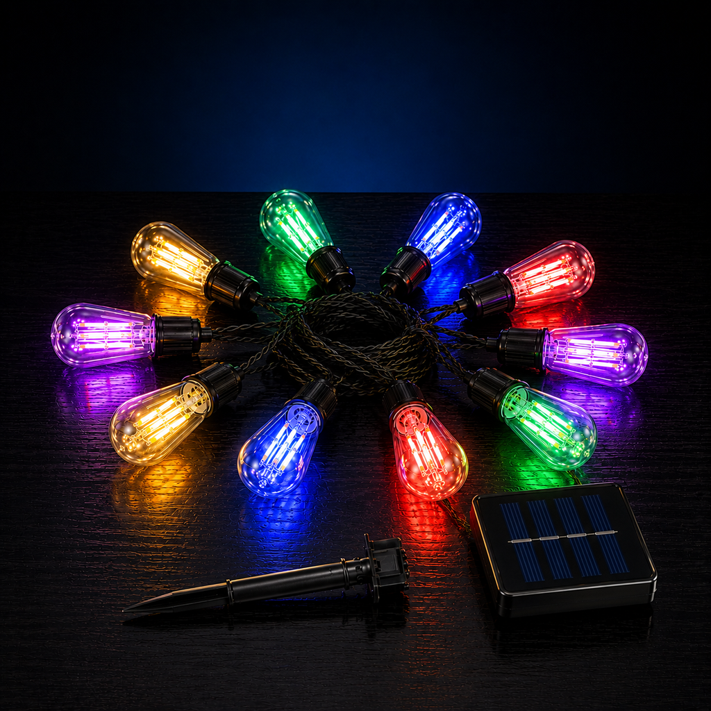 Perfect Holiday 10 LED Solar Power Indoor Outdoor Waterproof String Light, Multicolor