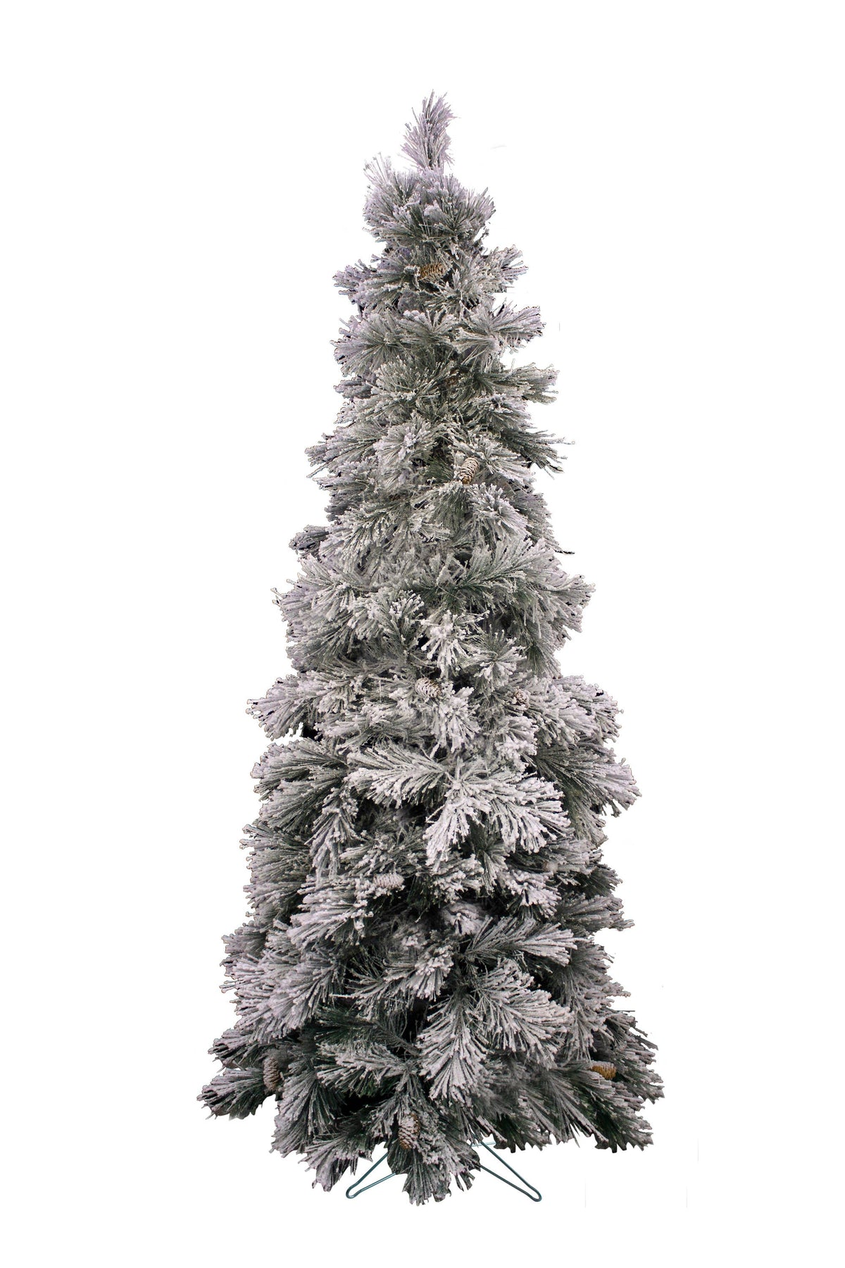 7' Slim Heavy Snow Flocked Alberta Tree with Metal Stand, Dia 31.5", 213 tips