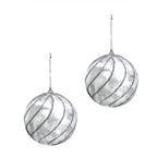 10CM BALL WITH SILVER SLANT LINES  (2 PCS)