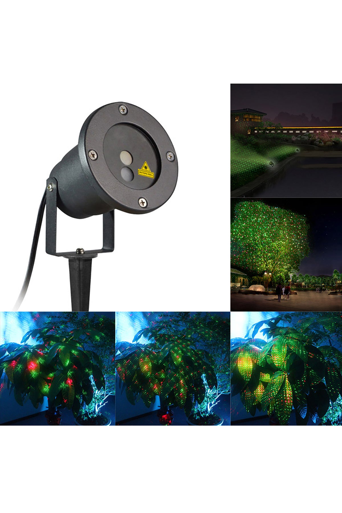 Holiday Home Decor Red & Green Christmas Laser Light Projector - Indoor/Outdoor with Timer
