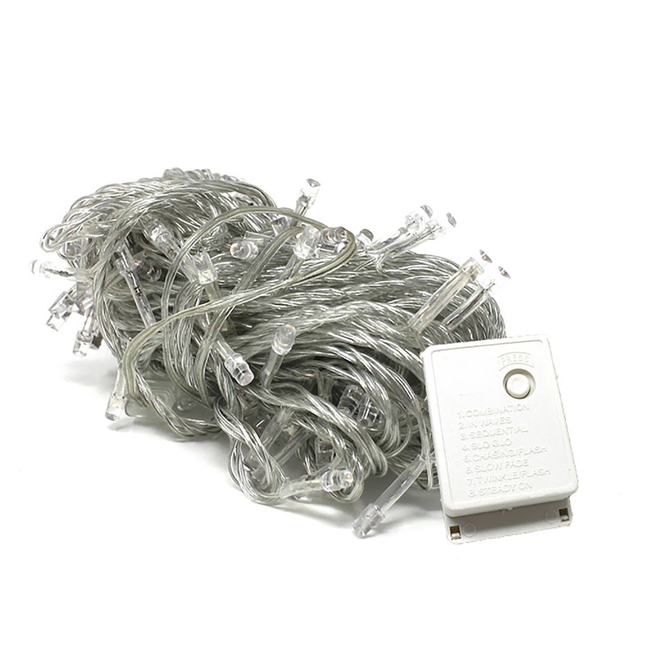 Multicolor 100 LED Multifunction 32' String Faire Lights with Flexible Clear Cable - Plug in
