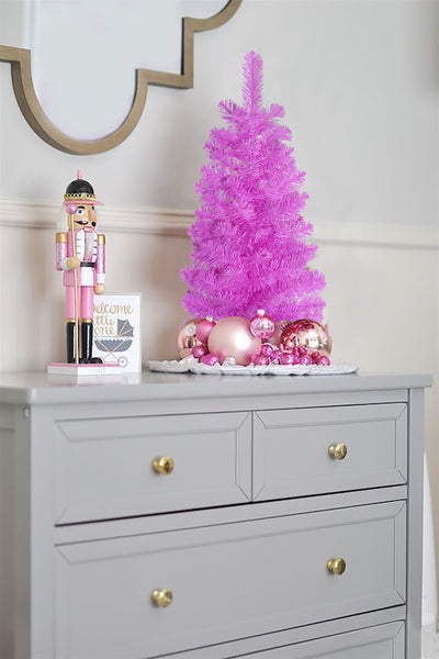 Pink Tabletop Christmas Tree with Stand Tree