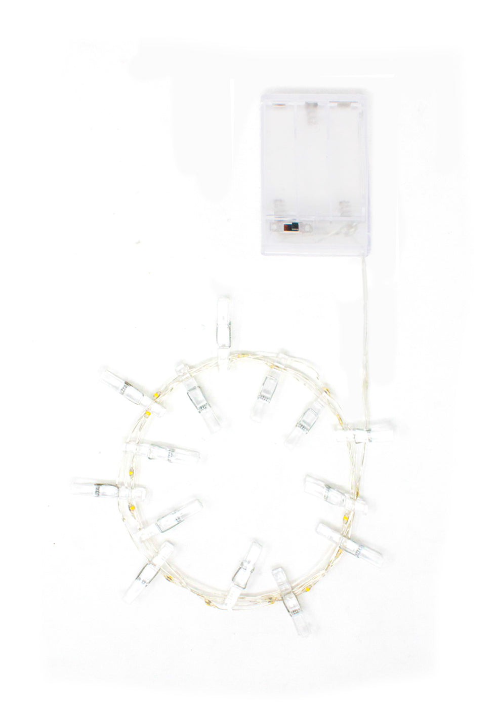 15 LED Mini Photo Clip Silver Copper Fairy Lights - Battery Operated With Clear Switch Control