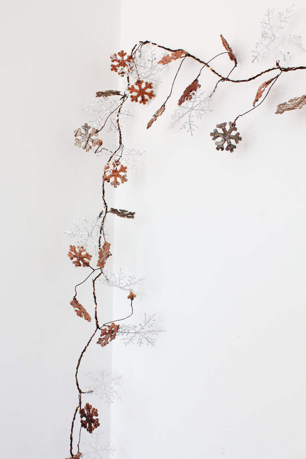 Glitter Snowflake Copper Fairy Lights 20 LED