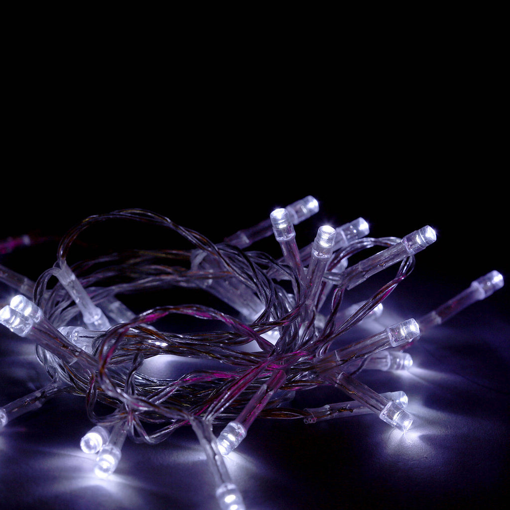 9' Long 30 LED Clear Cable String Lights - Battery Operated
