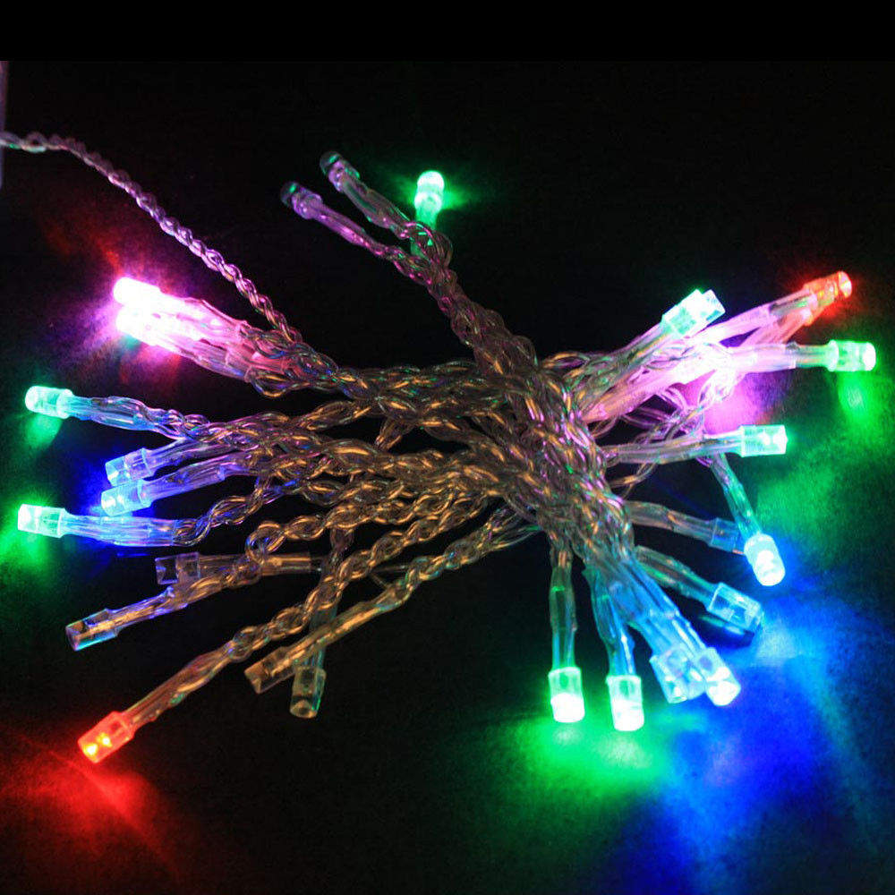 Multicolor 100 LED Clear Cable String Lights - Battery Operated