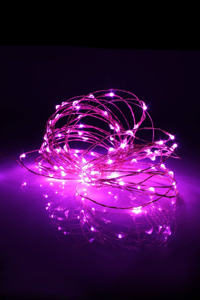 Pink Theme 100 LED Silver Copper Fairy Light - Plug in