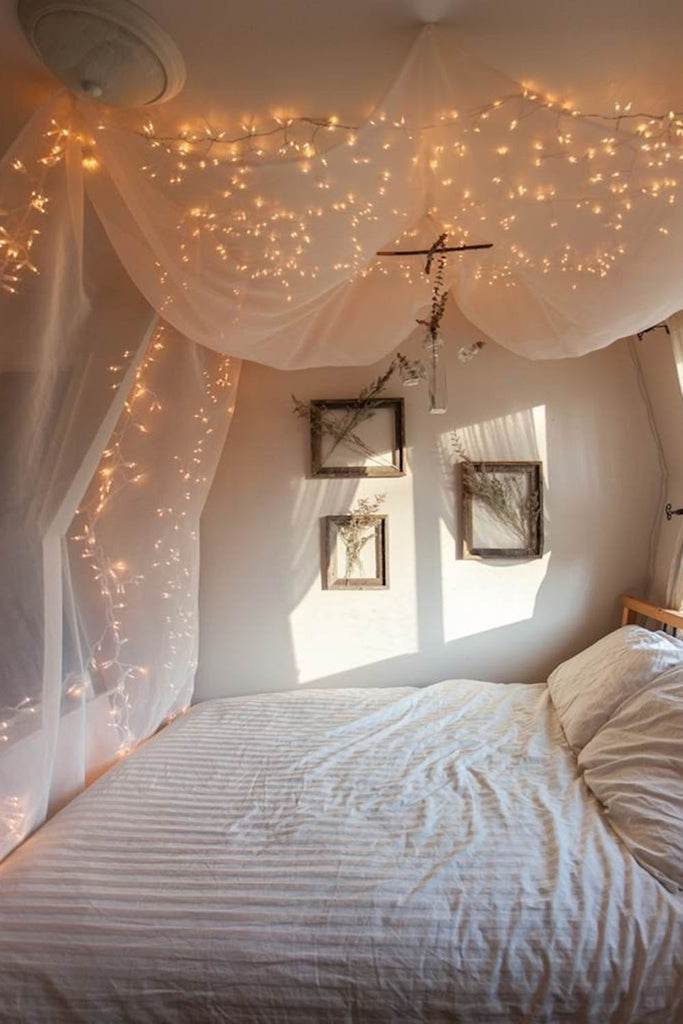 white lights in bedroom