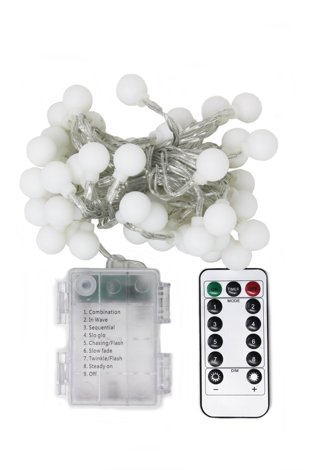 Package Includes 50 LED 16ft Frosted Globe String Lights with Remote