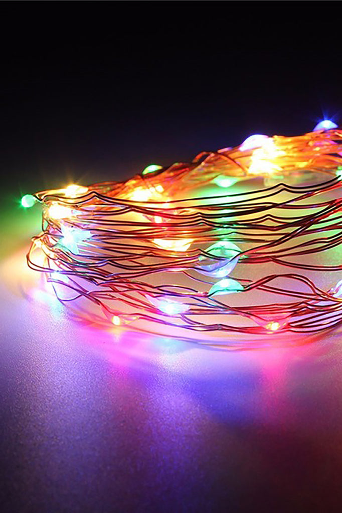 9' 30 LED Silver Copper Fairy String Lights - Battery Operated Multicolor