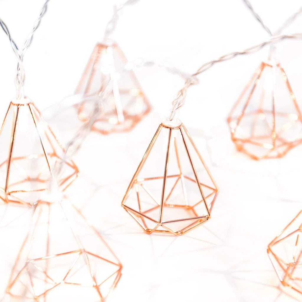 Table Decor 10 LED Rose Gold Diamond String Fairy Lights - Battery Operated