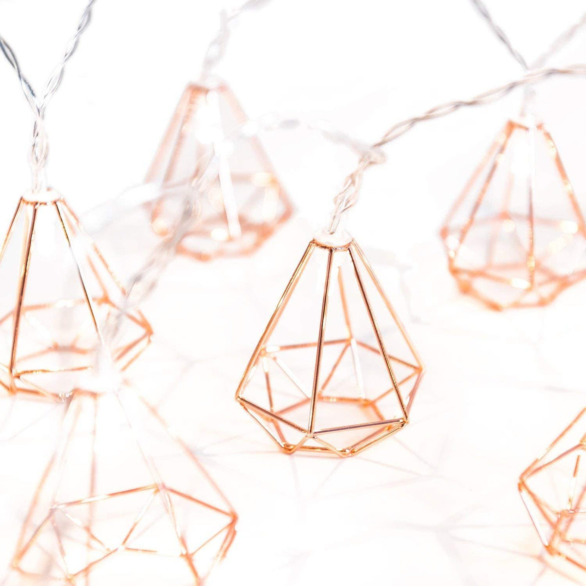 Table Decor 10 LED Rose Gold Diamond String Fairy Lights - Battery Operated