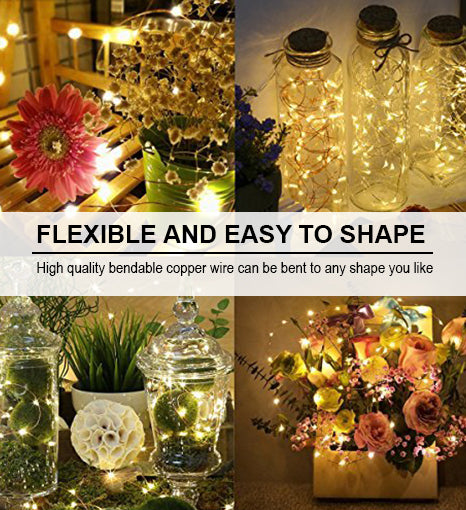 Flexible And Easy to Shape Solar Powered 100 LED Copper Wire Fairy Light 32'