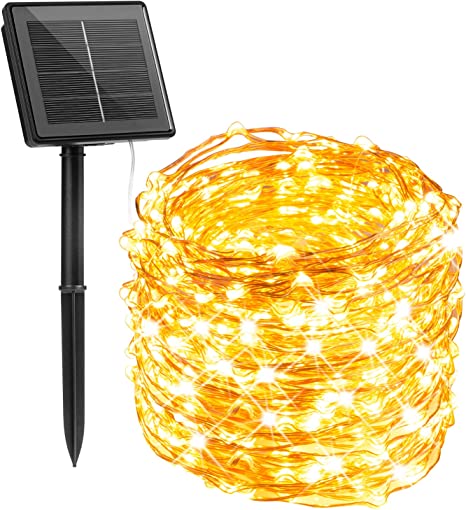 Solar Powered 200 LED 72ft Copper Wire Fairy Light 72' - 8 Light Modes