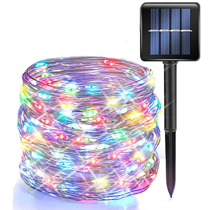 Multicolor Solar Powered 200 LED 72ft Copper Wire Fairy Light 72' - 8 Light Modes